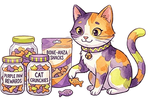 Cat and pet food illustration
